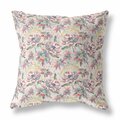 Palacedesigns 16 in. Roses Indoor & Outdoor Throw Pillow Pink Green & Yellow PA3101396